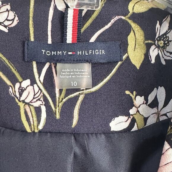 Tommy Hilfiger Blazer Size 10 Navy Floral Print Cotton Stretch Jacket Party NEW - Picture 5 of 11